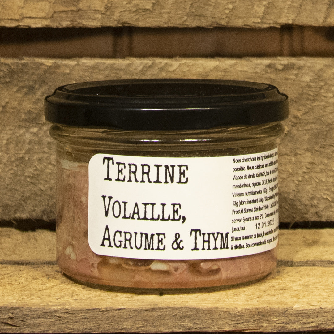 CHEZ DENIS - Terrine de Volaille aux Agrumes et Thym - Bocal - 150g