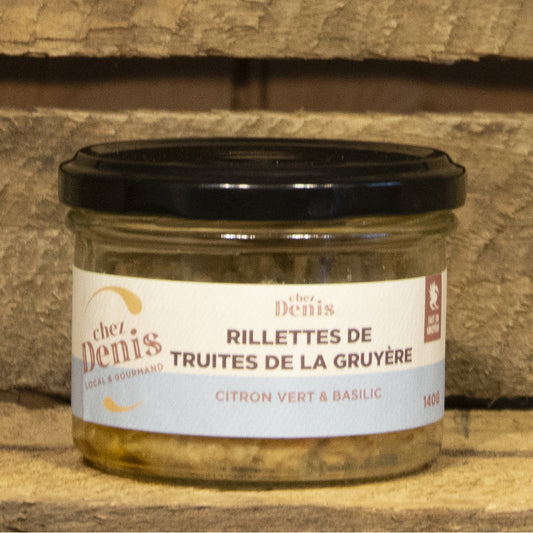 CHEZ DENIS - Rillettes de Truites de Gruyère au Basilic et Citron Vert - Bocal - 140g