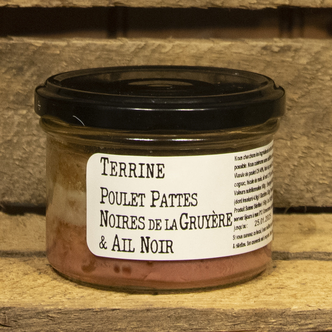 CHEZ DENIS - Terrine de Volaille Pattes Noires à l'Ail Noir - Bocal - 150g